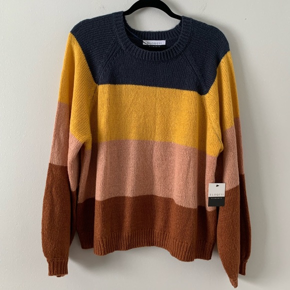 Eloquii Sweaters - Eloquii Multicolored Striped Sweater